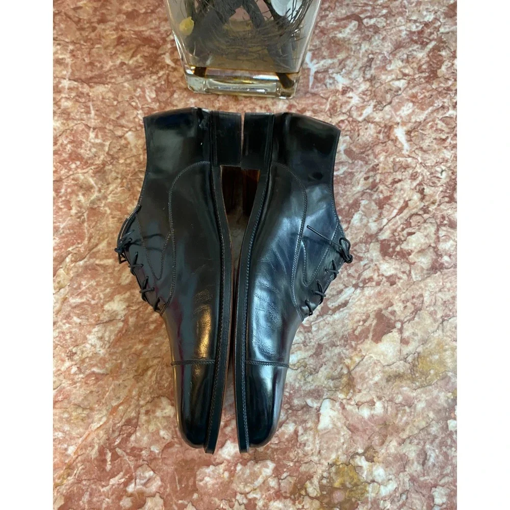 SALVATORE FERRAGAMO PADOVA BLACK LEATHER CAP-TOE OXFORD SHOES 11.5B EUC! $1,150